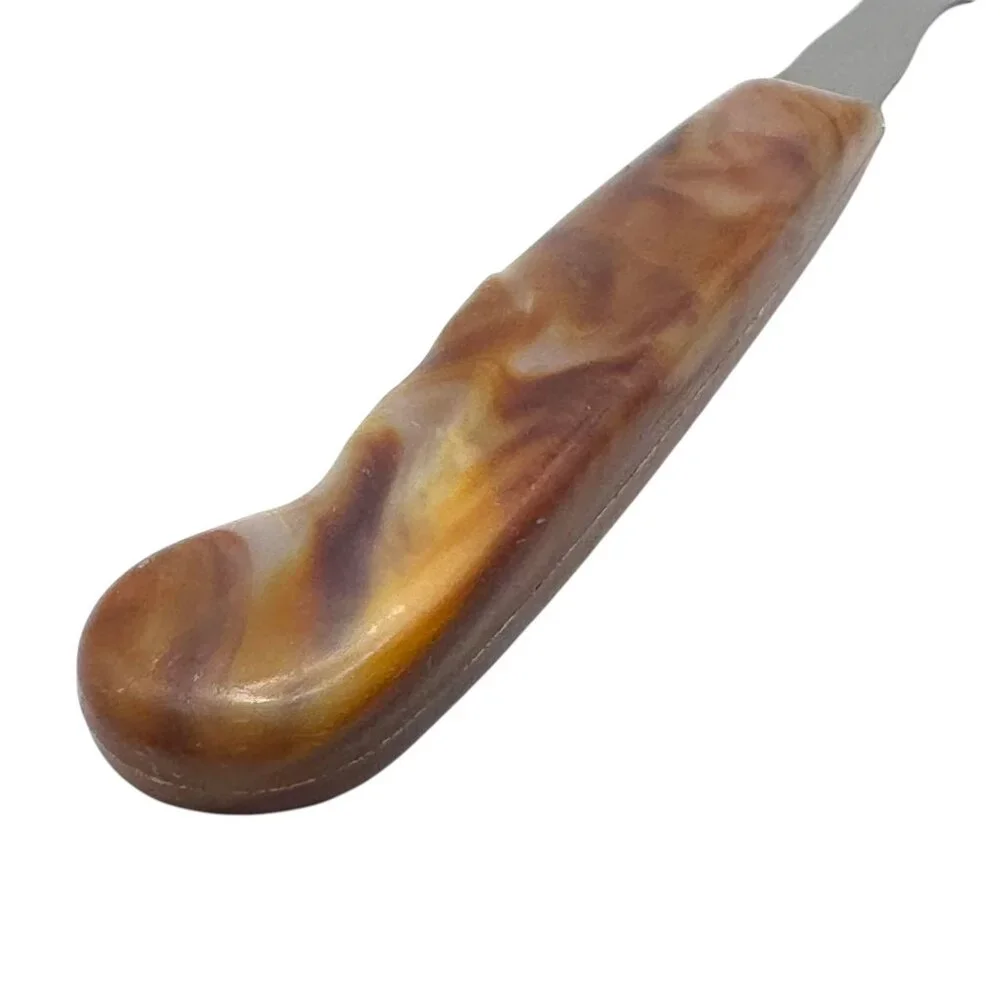 Vintage Stainless Steel Carving Fork Brown Marbled Swirl Handle MCM Meat Serving